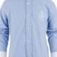 Blue shirt with white collar and cuffs