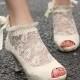 Vintage Ivory Lace Wedding Pumps ♥ Cheap Wedding Shoes