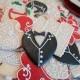 Christmas Wedding Sugar Cookies ♥ Gown and Tuxedo Hearts Wedding Cookies
