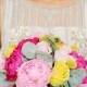 باقة من الزهور الجميلة الزفاف مصنوعة من نباتات الفاونيا الوردي والورود الصفراء الإبداعية والفريدة ♥ باقة من الزهور الزفاف
