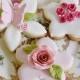 Homemade Wedding Cookies with Pink Edible Sugar Roses and Butterflies 