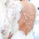 Elegant White Lace Langarm Brautkleid mit Zurück-Tasten