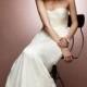 Sleeveless shining ivory wedding dress