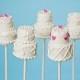 Mini Wedding Cake Pops with Pink Edible Heart Sugar 