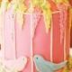 Pretty Pink Birdcage Wedding Cake with Blue and Pink Love Birds 