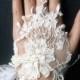 Floral netted bridal gloves for wedding