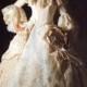 Off-the-Shoulder 3/4 Trumpet Sleeves Queen Style Victorian Wedding Dress