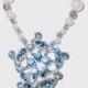 Wedding Bouquet Memorial Photo Oval Something Blue Metal Charm Crystal Gems Pearls Silver Diamond Tibetan Beads - FREE SHIPPING