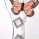 DIY - Wedding Bouquet Memorial Triple Silver Square Monarch Butterfly Photo Ribbon Mini Charm