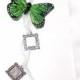 DIY - Wedding Bouquet Memorial Triple Silver Square Green Butterfly Photo Ribbon Mini Charm