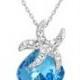 Shining Starfish Blue Crystal Pendant Necklace