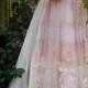Blush wedding dress vintage tulle  satin beading ethereal  bohemian romantic medium    by vintage opulence on Etsy - New