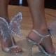 Glittering silver butterfly shaped bridal shoes