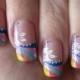 Nail art: Rainbow french tip with flower