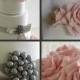 Pink and grey wedding cake collage