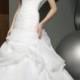 Trumpet Strapless Pleated Chapel Train Wedding Dress