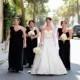Bride and bridesmaids walking to ceremony downtown