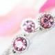 Pink Jewelry Set, Bridal & Bridesmaids Rhinestone Earrings & Necklace