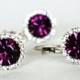 Purple Jewelry Set, Bridal & Bridesmaids Art Deco Earrings & Necklace
