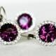 Rhinestone Art Deco Purple Jewelry Set, Bridal & Bridesmaids Earrings & Necklace