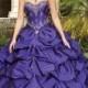 Grape Taffeta Beaded Strapless Sweetheart Pick-up Quinceanera Gown