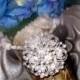 Wedding Bouquet Memorial Photo Timeless Old World Charm Crystal Gems Pearls Silver Tibetan Beads - FREE SHIPPING