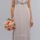 Modified V-neck Empire Long Silver Chiffon Flower Bridesmaids Dress