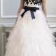 White Full Ruffled Black Floral Embroidered Top Sherri Hill 4318 Dress