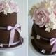 Chocolate Wedding Cake With Lilac Roses And Hydrangea