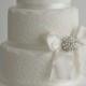 Lace Wedding Cake With Vintage Style Brooch