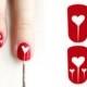 Decorate your nails with white hearts on red beackground