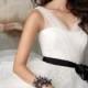 White Tulle V-neck A-line Knee Length Bridesmaid Dress