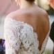 White floral wedding dress with low back