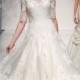 Lace V-neck Half Sleeves Wedding Dress