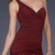 Cheap One Shoulder Wine Short Pleated Party Dresses