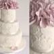 Lace Wedding Cake With Dusky Pink Roses