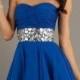 Jewels Waist Short Pleated Royal A Line Cocktail Party Dress