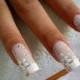 White and pink wedding nail art