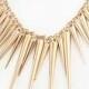 Exaggerate Gold Plated Spike Necklace - Sheinside.com