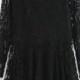Black Long Sleeve Embroidered Lace Pleated Dress - Sheinside.com