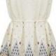 Ivory Round Neck Sleeveless Embroidery Dress - Sheinside.com