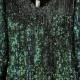 Green V Neck Long Sleeve Sequined Bodycon Dress - Sheinside.com