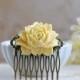 Buttercup Cream Yellow Rose Flower Hair Comb. Wedding Comb, Bridal Hair Comb, Art Nouveau Filigree Comb, Romantic Country, Shabby Chic