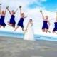 Jumping bridesmaids around the bride