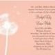 Peach Dandelion Wedding Invitation 