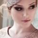 Art Deco Braut Kopfstück mit Gold Rahmen und rosa Strass-Stirnband, Seed Bead Blatt Kopfschmuck, Hochzeits Haare kämmen Stil: Cl