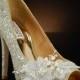 Cinderella wedding shoes with pearls and crystals