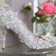 Wedding shoes with flowered crystals