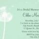 Dandelion On Mint Bridal Shower Invitation