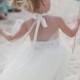 Strand Blume Mädchen-Kleid in Elfenbein-Weiß